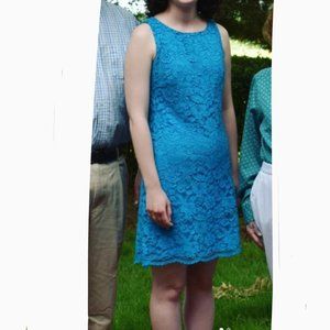 Brilliant Blue Lace-Overlay Easter Dress